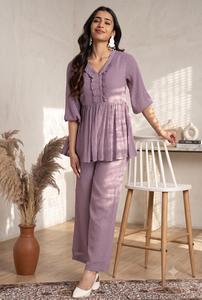 Ensemble Kurti et pantalon respirant pour femmes, deux pièces, respectueux de l'environnement, tenue assortie, confortable, élégante, décontractée, toutes saisons - Product Image 2
