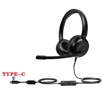 Casque filaire Type-C supra-auriculaire, microphone à réduction de bruit ENC, casque filaire professionnel pour centre d'appels, bureau, vidéoconférence