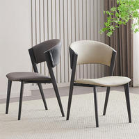 Chaise de salle à manger moderne pour bureau à domicile, en tissu PU beige, confortable, style minimaliste haut de gamme pour hôtel, idéale pour l'ameublement d'appartements