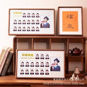 Campus Journey <b>Photo</b> <b>Frame</b> Solid Wood Rectangular Horizontal Children's Growth Time Record Display Grid With Digital Printing - Product Image 3