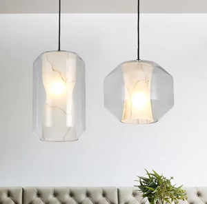 Nouvel arrivage de lustre en verre de personnalité lampe de restaurant suspension à cadre en marbre moderne pour îlot de cuisine - Product Image 1