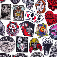 Patchs thermocollants brodés Squelette sombre, motifs variés Gothique, Tarot, Poker, Diable, Renard, Masque, pour vêtements et sacs à dos