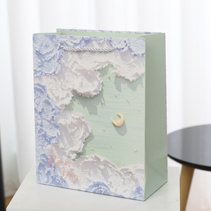 Sacchetti di carta pieghevoli piatti del regalo di buon compleanno di stampa di immagine di <span class=keywords><strong>arte</strong></span> con il nastro - Product Image 4