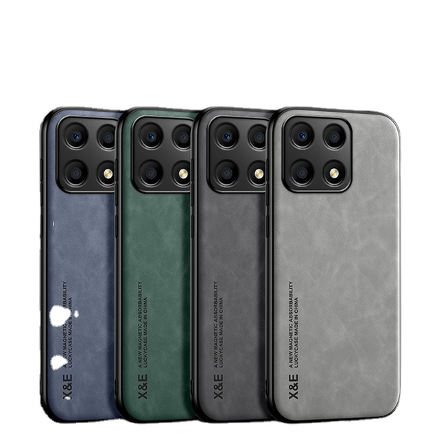 For Huawei Honor X8a Slim Luxury Leather Phone Case Baby Skin Feeling Leather Cover With Magnetic Car Holder