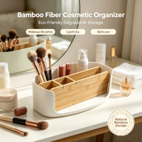Organisateur de bureau en bambou multi-compartiments, support de rangement pour cosmétiques et maquillage, plateau de rangement pour papeterie de bureau, pour coiffeuse et comptoir de salle de bain