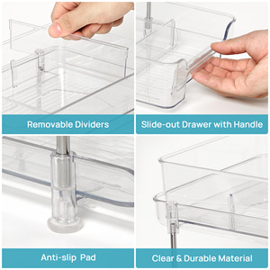 Étagère de rangement de salle de bain extractible Honglai Creation à 2 niveaux, organisateur en plastique transparent pour meuble sous-évier, armoire multifonctionnelle - Product Image 4
