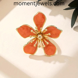 Chunky Enamel Flower <b>Ring</b> Gold Plated Colorful Retro Floral <b>Statement</b> <b>Ring</b> Cute Fashion Jewelry for Women - Product Image 2