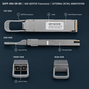 สำหรับ QSFP-40G-SR-BD 40G QSFP28 BiDi LC Duplex 150m OM4 MMF โมดูลรับส่งข้อมูลออปติคอลแบบมัลติโหมดสำหรับศูนย์ข้อมูล รับประกัน 1 ปี - Product Image 2