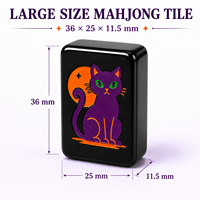 Table de Mahjong Américain Personnalisée de Luxe Moderne pour Halloween, avec Tuiles en Acrylique Noir Brillant, Design Original Effrayant Gravé, OEM ODM