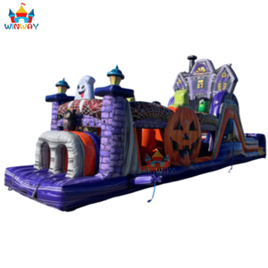 Location de château gonflable pour parcours d'obstacles sur le thème de la ferme de citrouilles d'Halloween - Grand modèle lumineux en PVC, capacité de 20 personnes, garantie de 3 ans |   WINWAY - Product Image 3