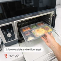 Récipients alimentaires à bento noirs à 6 compartiments personnalisés Boîte à bento en plastique jetable à emporter