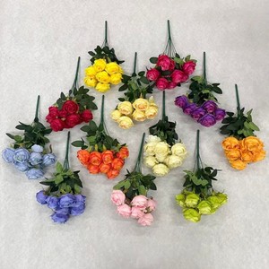 Flor Artificial de Seda <span class=keywords><strong>Hana</strong></span> Ken, Modelo Rosa Montaña Nevada de <span class=keywords><strong>9</strong></span> Cabezas 042, Alta Simulación, Arreglo Romántico para Pasillo, Arco de Hotel - Product Image 1