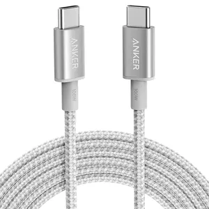 Anker Cable 100W 10ft Nuevo Nylon USB C a USB C 2,0 Tipo C Cable de carga Carga rápida para MacBook Pro iPhone 15 Series