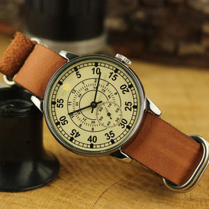 Pilotes soviétiques montre pour homme Vintage trois aiguilles en <span class=keywords><strong>cuir</strong></span> de vachette petit boîtier en acier inoxydable 22cm bracelet en <span class=keywords><strong>cuir</strong></span> - Product Image 2