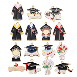 Esmalte ceremonia de graduación <span class=keywords><strong>profesor</strong></span> estudiantes Mortarboard encantos para collares pendientes DIY joyería hacer accesorios W442 - Product Image 1