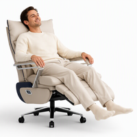 Chaise de bureau de direction haut de gamme en cuir véritable moderne avec fonction massage, hauteur réglable, base pivotante, multifonctionnelle et luxueuse