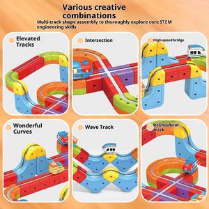 Set di Giocattoli Educativi STEM per Bambini, Treno da Corsa Assemblabile Fai-da-Te in Plastica ABS Ecologica con Batteria al Litio - Product Image 4