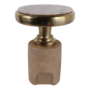 Tavolino rotondo contemporaneo con piano in marmo e base in metallo, piccolo tavolino da salotto o camera da letto - Product Image 2