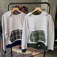 Sweat-shirt à capuche zippé court en molleton français à carreaux, patchwork et blocs de couleur 100 % coton pour homme – Style streetwear