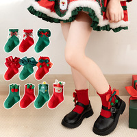 Chaussettes de Noël et du Nouvel An pour enfants, chaussettes rouges pour filles, chaussettes de princesse pour petites filles, en coton peigné, automne/hiver