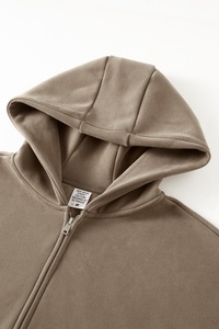 Wholesale 420GSM Heavyweight <b>Fleece</b> <b>Lined</b> Zip Up Hoodie Solid Color Oversized Loose Hooded Sweatshirt <b>Jacket</b> Unisex - Product Image 2
