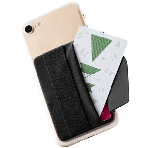 Tarjetero adhesivo de microfibra con logotipo personalizado Wriza para teléfono móvil, funda para tarjetas de identificación, soporte autoadhesivo para tarjetas de crédito con solapa para smartphone - Product Image 1