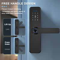 Serrure de porte intelligente numérique pour appartement, avec poignée, sans clé, biométrique, par empreinte digitale, mot de passe, WiFi, application Tuya TTLock, YiTechE