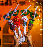 Baguette lumineuse LED d'Halloween avec musique, rotative à 360 degrés, et hélice de chauve-souris clignotante, idéale comme cadeau de fête pour enfants