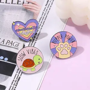 Emotionally Exhausted Love Enamel Pins Sharp Cat Claw Moves Slowly Tortoise Brooches Lapel Badges Animal Jewelry Gift For Lovers