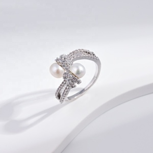 Bague fleurie vintage en argent 925 plaqué or 18 carats, prix usine, bijoux fins, zircon cubique, anneaux minimalistes ouverts avec coquille de perle - Product Image 5