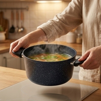 Ensemble de casseroles en aluminium antiadhésif à double poignée, 28 cm, capacité 6,8 L, compatible gaz et induction, cocotte électrique
