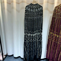 Robe Abaya de Luxe Élégante Brodéée, Robe de Soirée Musulmane Modeste pour Femmes Grandes Tailles pour Mariages et Aïd avec Accent Strass