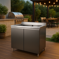Meubles de buffet de cuisine moderne autoportants en acier inoxydable avec panier à tiroirs