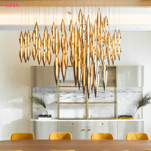 Lámpara de Araña de Tubo de Vidrio en Espiral Dorada con Gradiente, Ahorro de Energía, Personalizable para Vestíbulo de Hotel o Villa, Regulable, Alto Brillo para Restaurante - Product Image 2