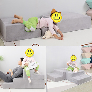 Children's Foam Step <b>Sofa</b> Modular Design For <b>Kids</b> Playroom 3 Years And Above Gray Color Option - Product Image 5