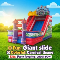 Toboggan gonflable commercial pour événements de parc d'attractions, thème carnaval et cirque, toboggan gonflable sec pour enfants, location pour fêtes en plein air