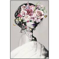 Peinture à l'huile abstraite de portrait féminin et de fleurs, 100 % peinte à la main, sur toile de qualité supérieure, avec cadre en bois, taille personnalisée, collection 2026, en promotion