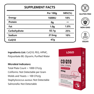 Suministro de Fábrica OEM: Tiras Orales de Coenzima Q10 de Disolución Rápida para la Salud Cardíaca, con LOGO Personalizado, de Absorción Rápida - Product Image 2