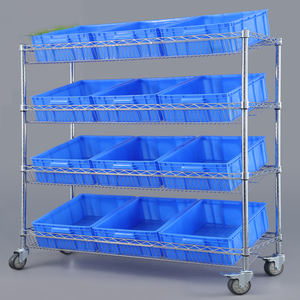 Chariot de rangement industriel à 4 niveaux pour cuisine commerciale utilitaire, étagère de préparation de commandes inclinée - Product Image 4