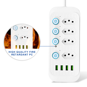 Multiprise électrique brésilienne avec 4 <span class=keywords><strong>prises</strong></span> et 4 ports USB, protection contre les surcharges - Product Image 6