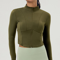 Vêtements de sport pour femmes, séchage rapide, respirant, extensible, anti-transpiration, entraînement, automne-hiver, fermeture éclair, nylon, élasthanne, col montant