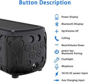 פנקס אנרגיה סולארית ניידת חיצונית עם רמקול מטען סולארי עם פנקס חשמל בנק עם רמקול מטען סולארי אלחוטי - Product Image 3