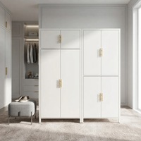 Armoire en acier minimaliste moderne pour chambre à coucher et unité de location ; Montage simple ; Armoire métallique anti-poussière ; Penderie modulable