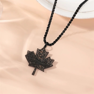 <span class=keywords><strong>Collana</strong></span> in Acciaio Inossidabile Placcato Oro 18K <span class=keywords><strong>con</strong></span> Incisione Araba Islamica a Foglia d'Acero, Ispirata al Corano, Impermeabile, Nuova Collezione - Product Image 5