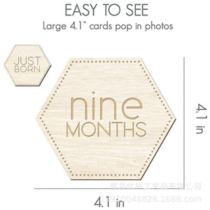 Tarjetas de registro de crecimiento para bebés de madera con relieve hexagonal, de 0 a 12 meses, regalo para baby shower - Product Image 3