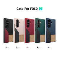 VIETAO Luxuriöses Design Farbblock-Kunstleder-Handyhülle für Z Fold 7/6/5 360° Schutz Magnetischer Ringhalter Gehärtetes Glas