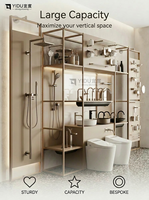 Présentoir de salle de bain en métal robuste, autoportant et modulaire, pour robinets de douche et mitigeurs