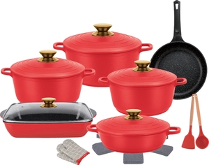Ensemble de 18 ustensiles de cuisine en aluminium PHISMA, revêtement antiadhésif Maifanitum, pour la cuisine domestique - Product Image 3