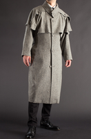Manteau à revers pour hommes Costume décontracté en laine avec doublure Manteaux longs Cape à simple boutonnage Vêtements pour hommes Pardessus