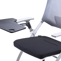 Chaise de bureau ergonomique pliable en maille, style minimaliste moderne chinois, avec accoudoirs réglables (inclinables vers l'avant et vers l'arrière) et tablette d'écriture